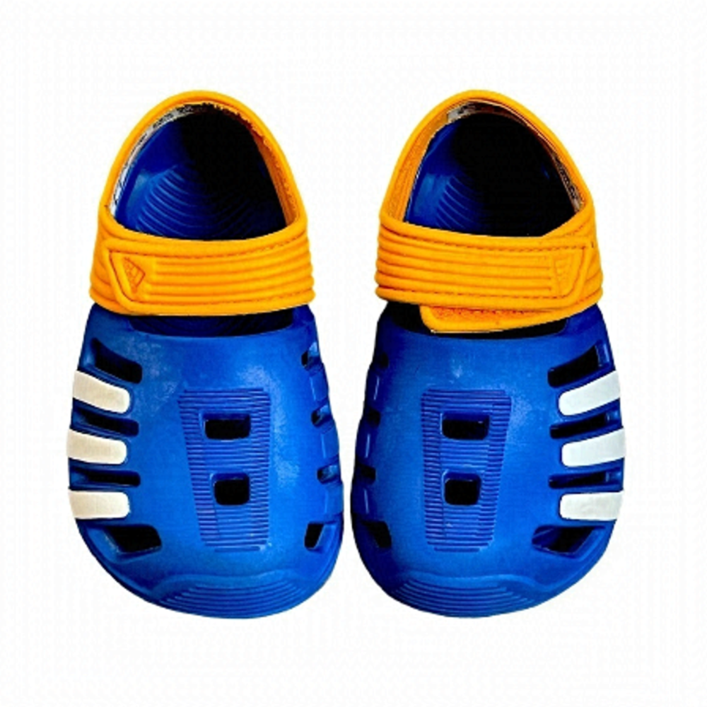 GUC toddler Adidas foam/water shoe, velcro, blue/orange, size 4K. - Picture 1 of 6